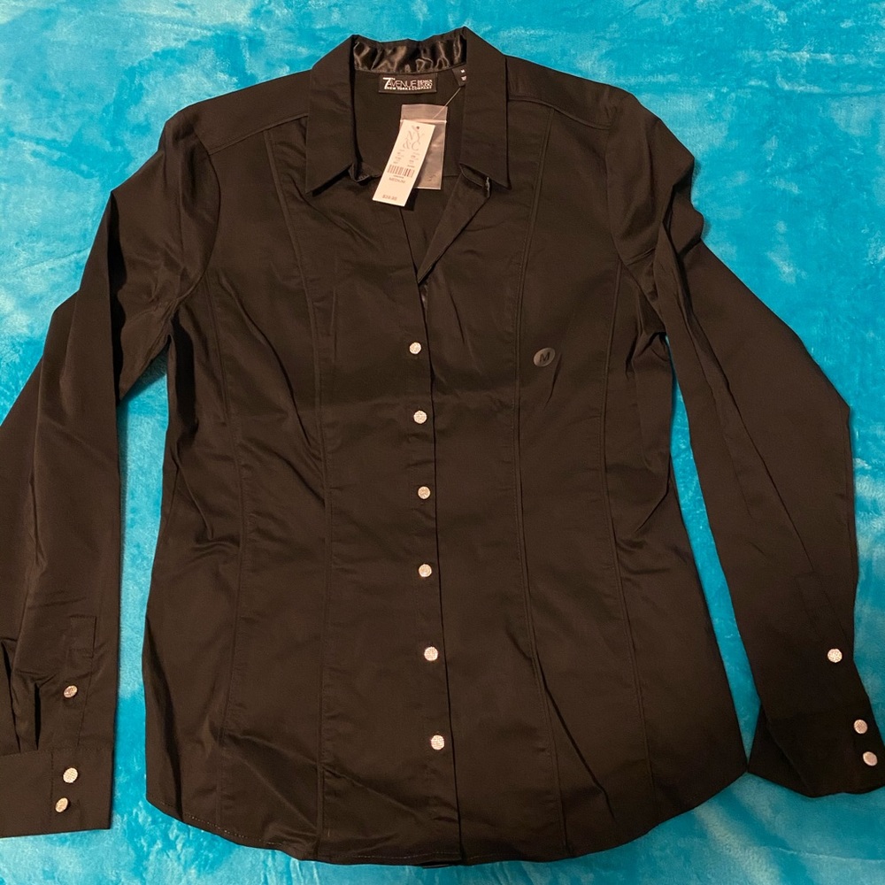 NY&C 7th Avenue Button Down Dress Shirt NWT Black